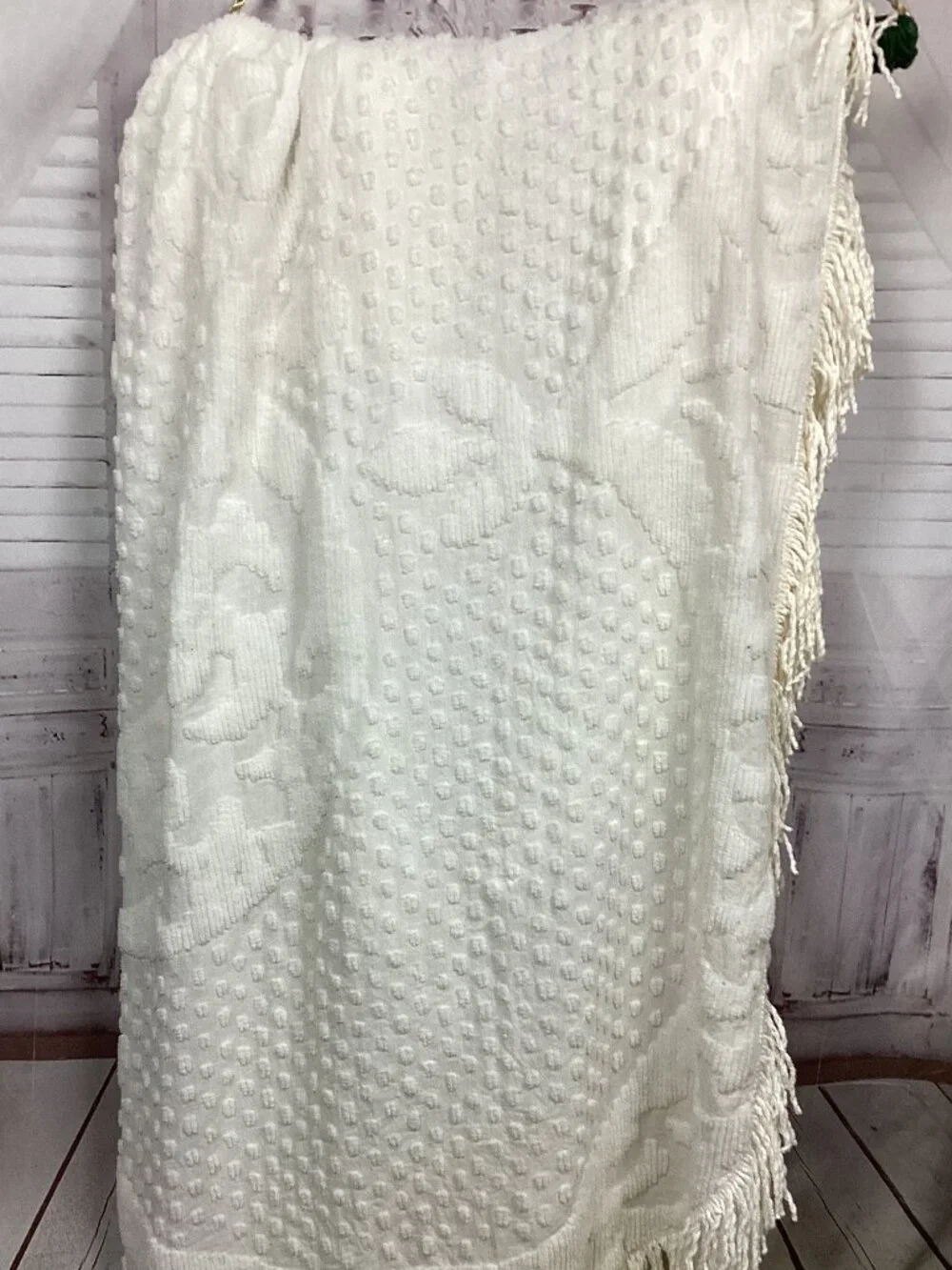 Vintage White Comforter Cover Swiss Dot Fringe